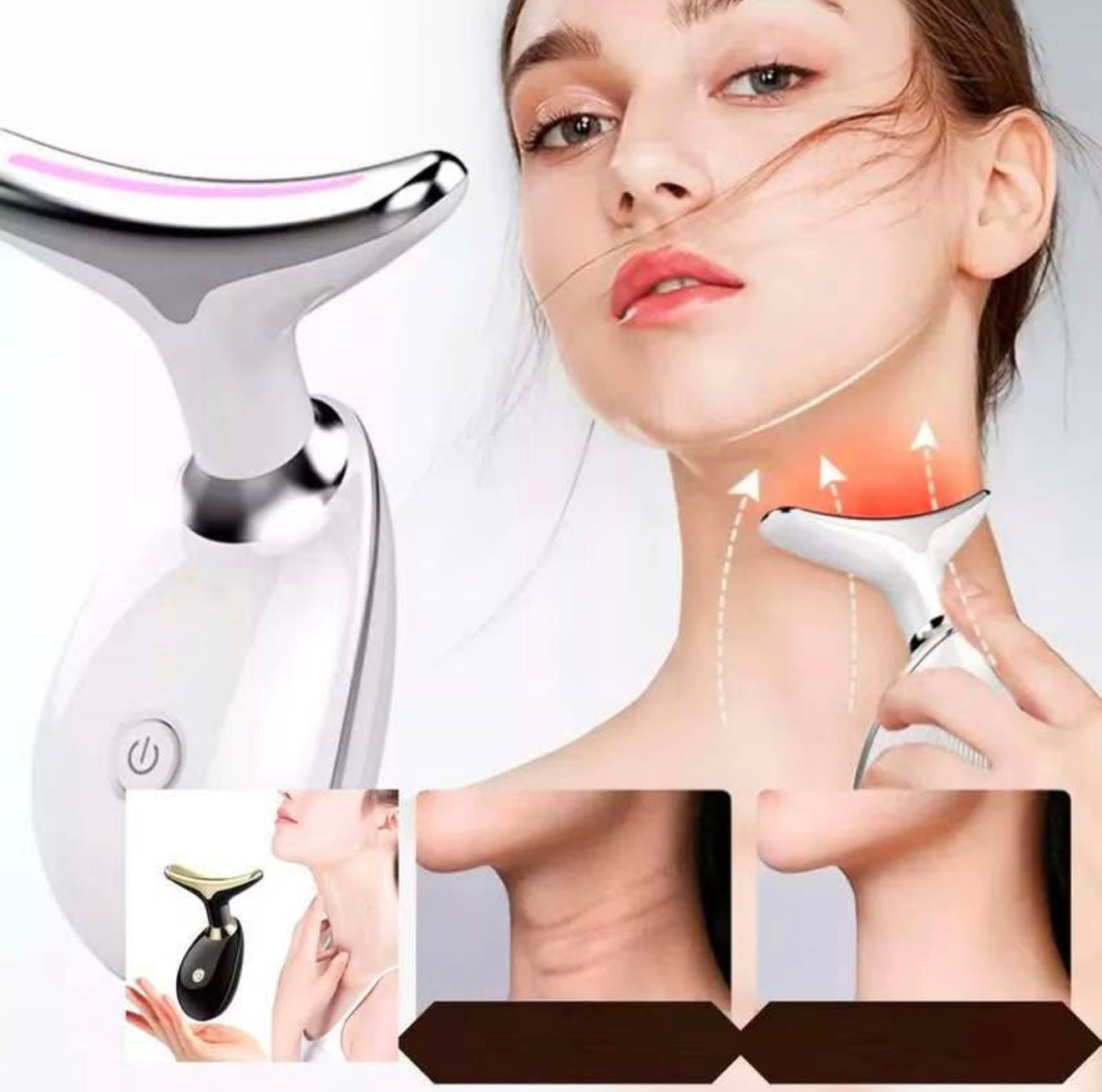 MASAJEADOR FACIAL MICROCORRIENTE + LED  REDUCTOR PAPADA