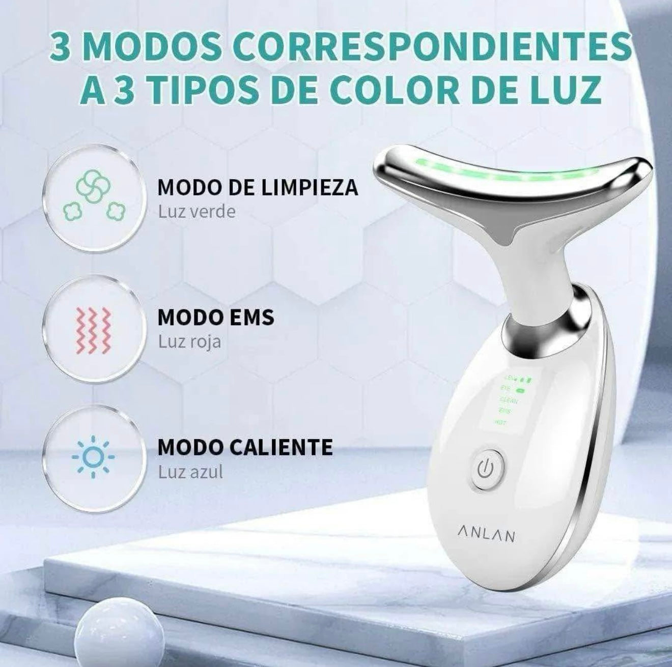 MASAJEADOR FACIAL MICROCORRIENTE + LED  REDUCTOR PAPADA